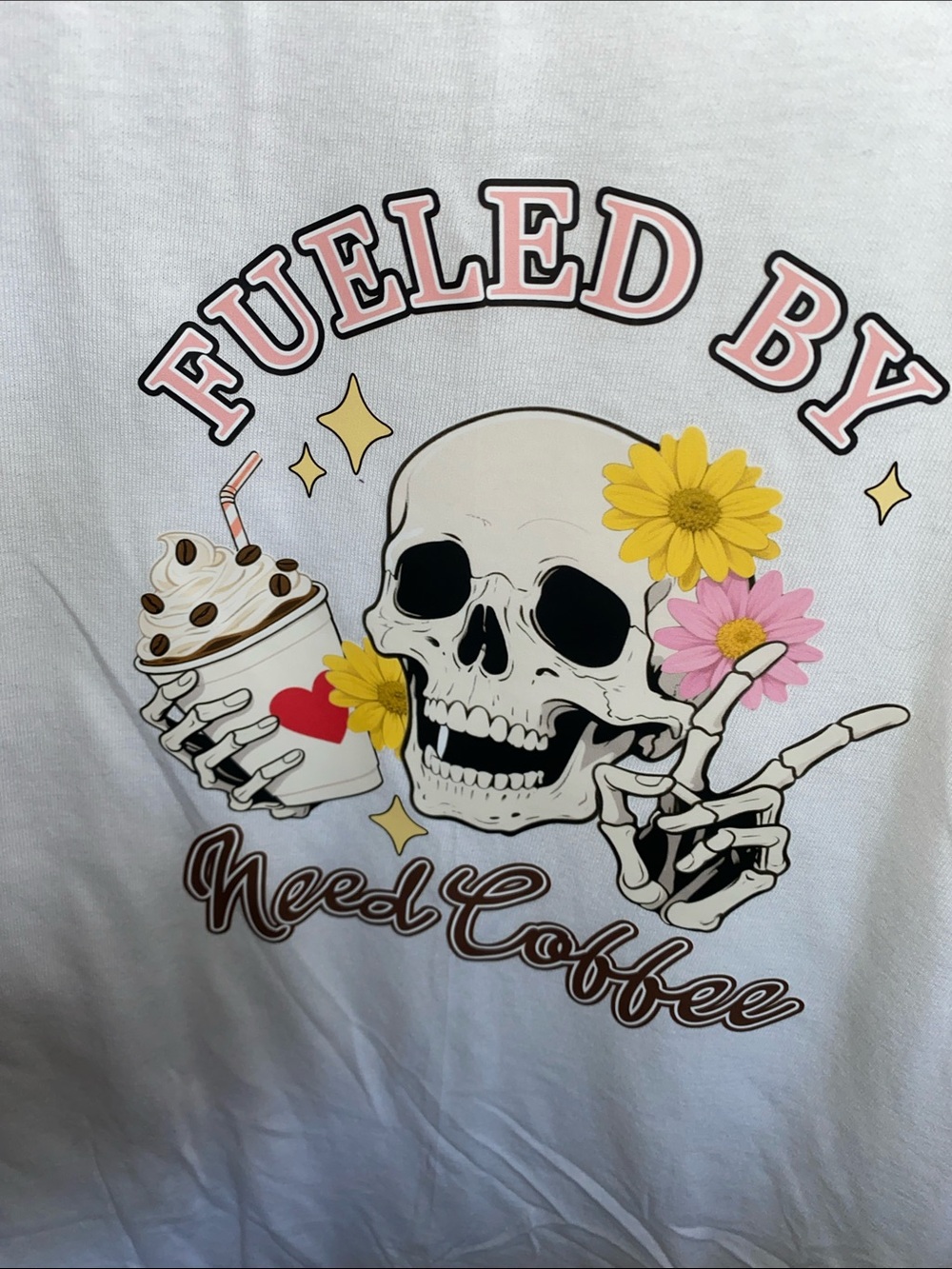 Fueled By Need Coffee Graphic Tee - White